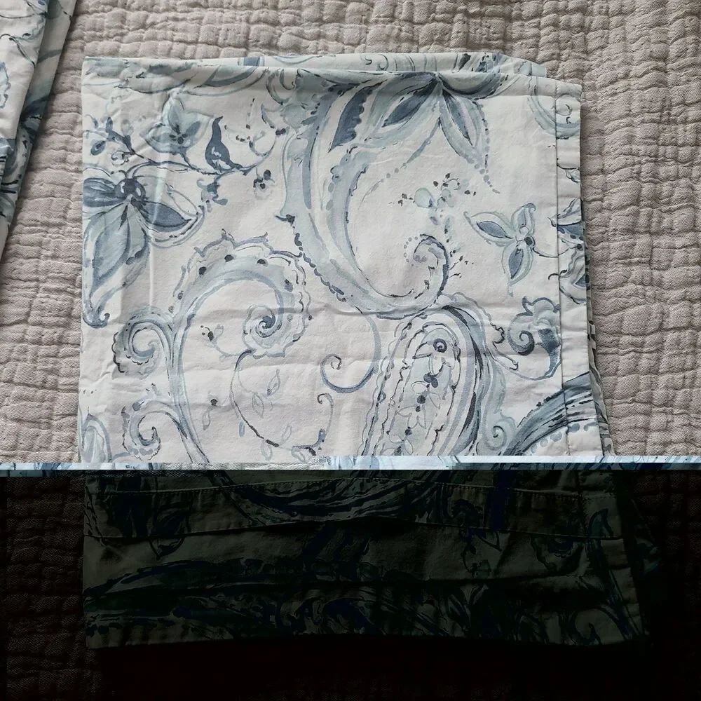 Pottery Barn JOLIE KING Duvet Cover + 1 pillow case Paisley Blue White Cotton